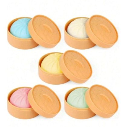 Jucarie antistres squishy, design chifle 10 cm Baozi sau Nikuman multicolor,1 bucata random