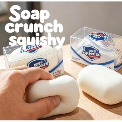Jucarie Squishy Antistres sapun crunchy slime alb– Jucarie Senzoriala Elastica pentru Copii si Adulti, Model sapun