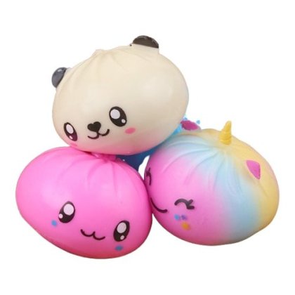 Jucarie antistres squishy, design chifle CURCUBEU UNICORN Baozi sau Nikuman multicolor, 1 bucata random
