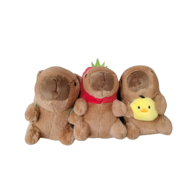 Set 3 Capybara Plush VICTINY® maro/ galben /verde/rosu12 cm