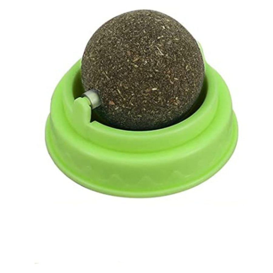 Jucarie Pisici, Catnip Sfera din Iarba Matei, Spate Adeziv, Verde Neon