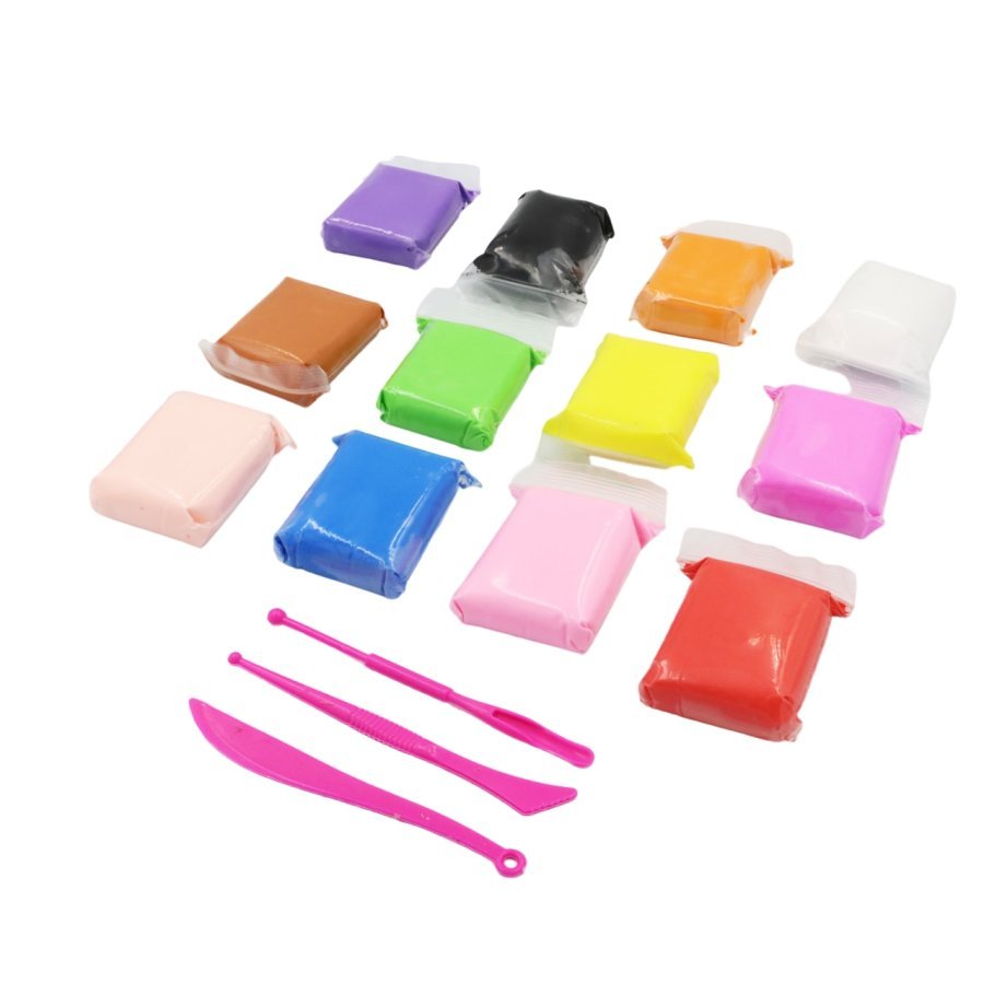 Set Plastilina Inteligenta, Magic Clay, 12 Pungi, cu 3 Accesorii de Modelare, Multicolor, + 3 ani
