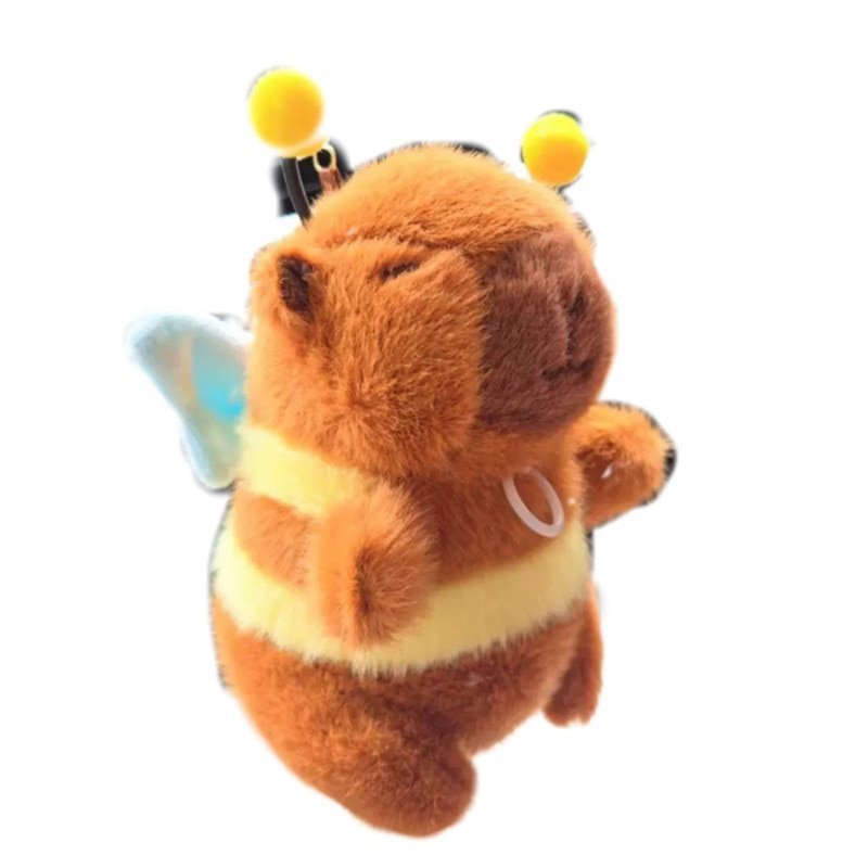Jucarie Capybara cu aripi de albina, 9x7x11cm, bumbac PP, set 1 bucata