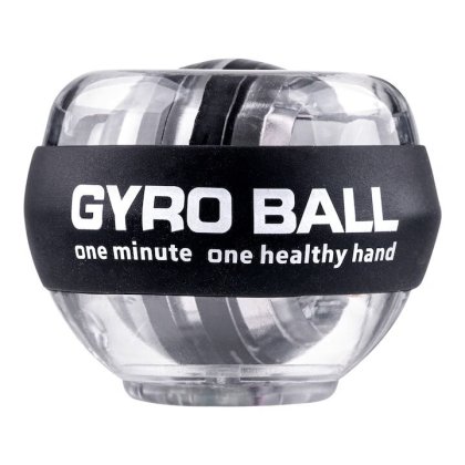 Minge giroscopica Gyroball, VICTINY® pentru antrenamentul mainilor si a antebratelor, iluminare LED, functie de recuperare si antistres, Negru