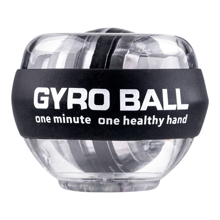 Minge giroscopica Gyroball, VICTINY® pentru antrenamentul mainilor si a antebratelor, iluminare LED, functie de recuperare si antistres, Negru