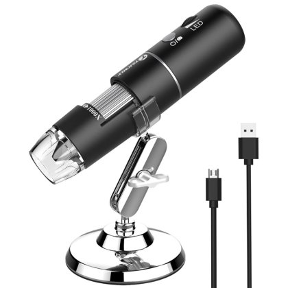 Microscop digital X16, Stnqtsrv, Marire 1600X, USB, Conectare la telefon si computer, Camera de 2 MP, Inregistrare fotografii si videoclipuri, HD, LED-uri Reglabile, Reincarcabil