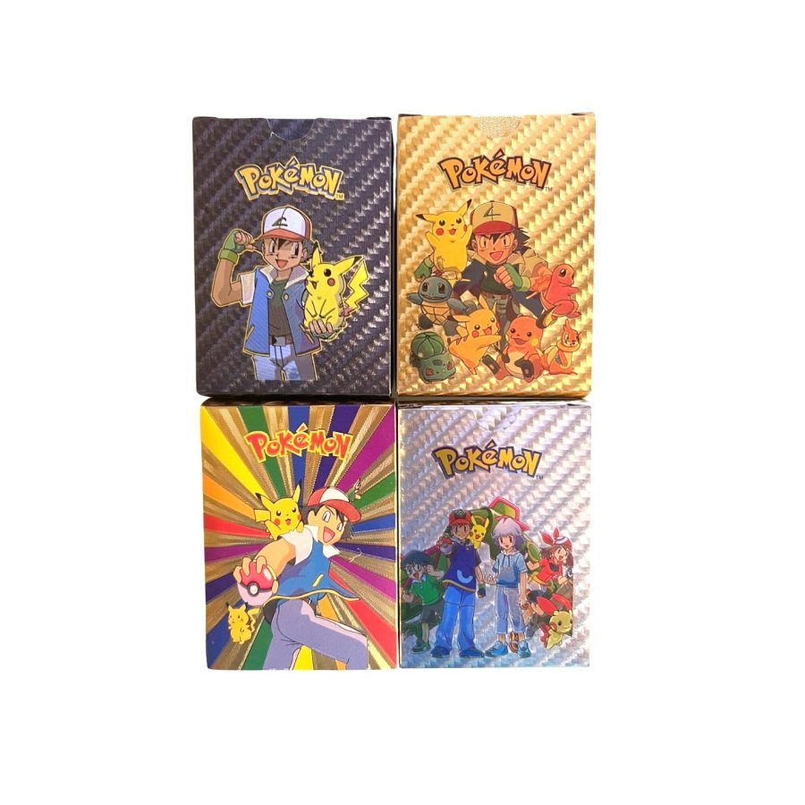 Set 4 Pachet carti de joc Pokemon, OnePepito, 55 carti per Set, Hologram, Multicolor