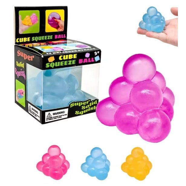 Jucarie squeeze, VICTINY® model Triangular Cube Maltose Squishy / piramida cu bule, Antistres, CULOARE RANDOM MOV/ROZ/ALBASTRU/GALBEN