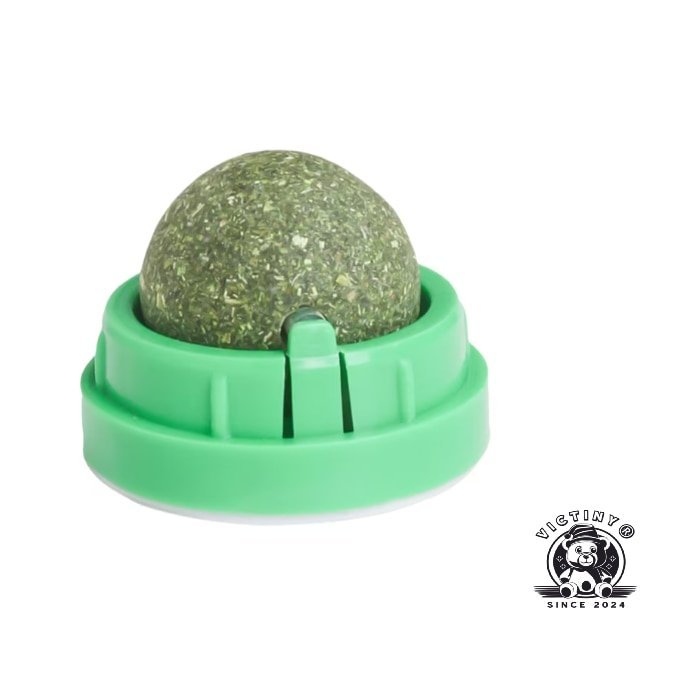 Jucarie interactiva pentru pisici VICTINY ®, Sfera din Iarba matei catnip, aroma de iarba matei, comestibila, spate Adeziv