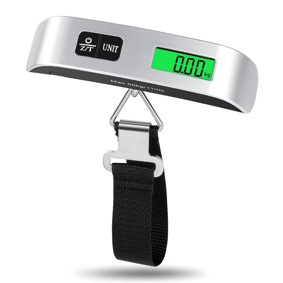 Cantar digital de mana, JENUOS®, maxim 50 kg, afisaj LCD, Argintiu