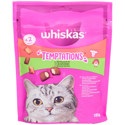 Gustări pentru pisici Whiskas Temptations Vită și curcan