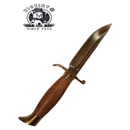 Cutit rusesc de vanatoare, teaca din piele naturala, maner acrilic finisare premium, 26 cm, lemn nuc, lama 440C