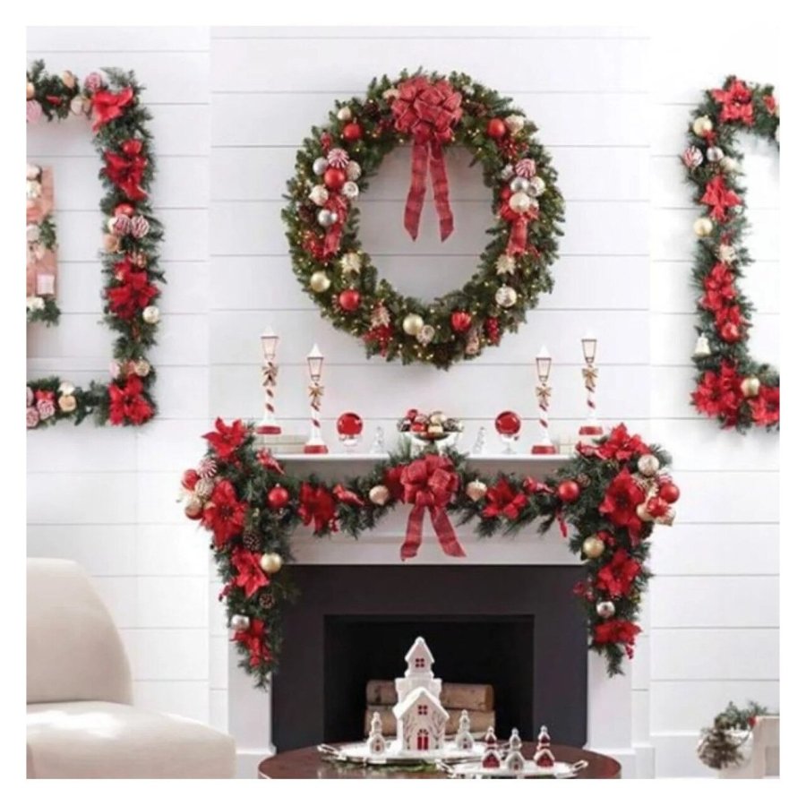 Ghirlanda decorativa de Craciun cu lumini LED, victiny, conuri de pin de zapada, lungime 2, 7 metri