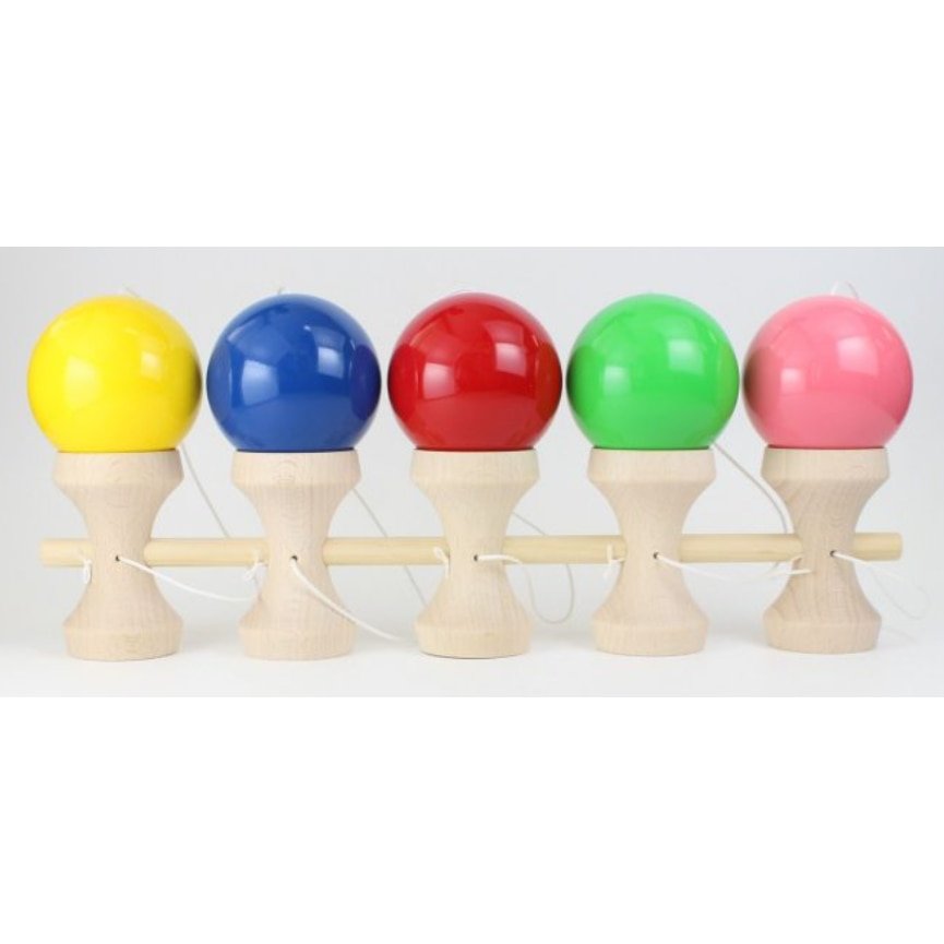 Kendama din lemn VICTINY® 18 cm, model design bila color, suprafata antialunecare, culoare surpriza, multicolor