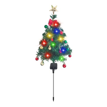 Lampa solara de Craciun, 1 brad, 12 globuri, 1 funda, 1 stea, multicolor, 82cm