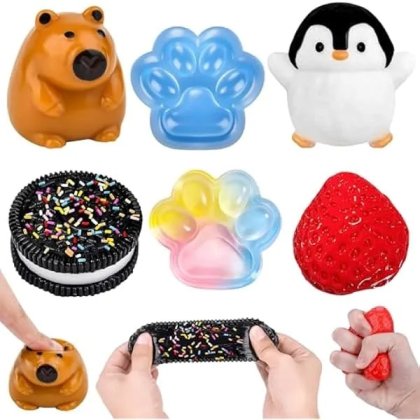 Set 6 jucarii fidget squishy K0569-260806-2381-AMC, anti-stres senzoriale, moale cu revenire rapida, multicolor, 6 buc.