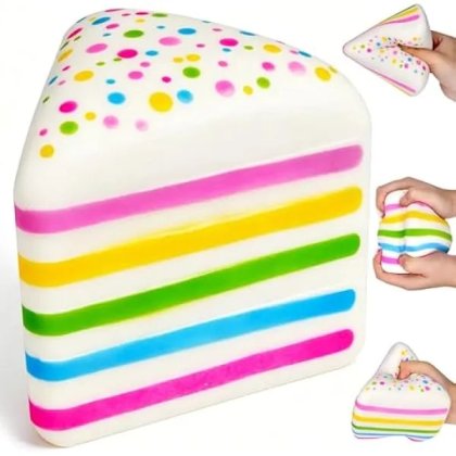 Jucarie antistres squishy tort curcubeu, cu revenire lenta, din TPR si silicon, VICTINY®, multicolor