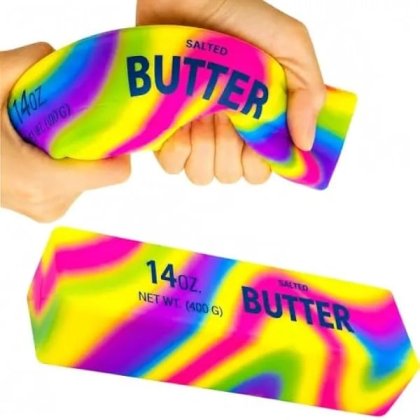 Jucarie squishy antistres Butter, model K0569-260805-328-AMC, cu revenire lenta, din PU, multicolor, 24 cm