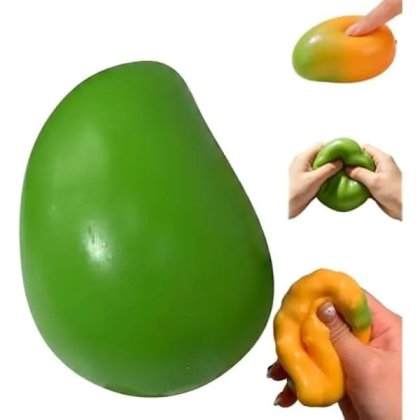 Jucarie antistres squishy in forma de mango K0569-260805-1097-AMC, efect crapatura (crunchy) si schimbare de culoare, verde/portocaliu