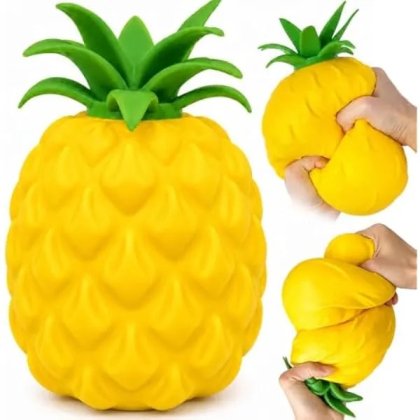 Jucarie antistres squishy ananas, VICTINY® 9 inch, moale si elastic, aspect realist, galben/verde