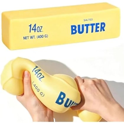 Jucarie antistres squishy baton de unt, VICTINY® 10 in, 14 oz (400 g), material moale cu revenire lenta, galben