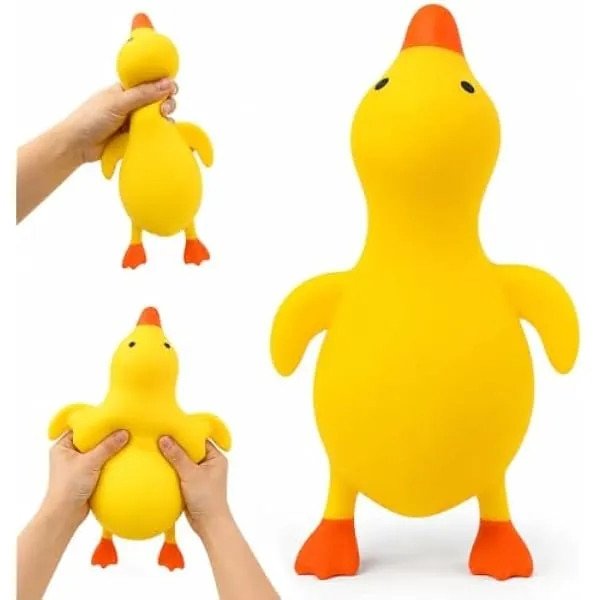 Jucarie squishy rata giganta K0569-260804-451-AMC, antistres moale care revine la forma, galben/oranj, 33 cm