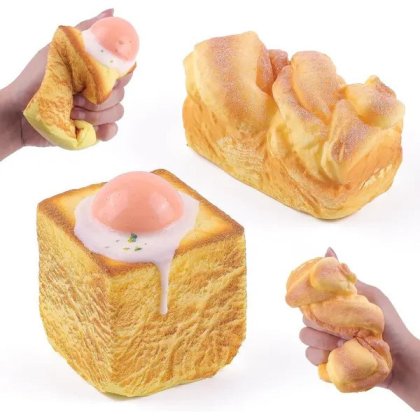 Set 2 paini squishy, moale, maro auriu, 15x7cm