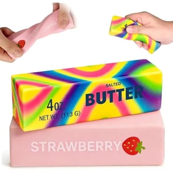 Set 2 Jucarii Squishy, Model Unt Curcubeu, Moale, 10x5x3cm
