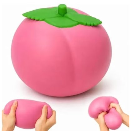 Jucarie Squishy Antistres TIP PIERSICA 12 CM, ROZ – Jucarie Senzoriala SILICON CU UMPLUTURA SPUMA Elastica pentru Copii si Adulti