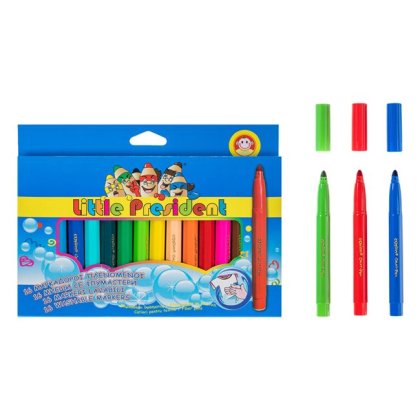Set Carioci Lavabile cu Varf Gros Little President - 16buc