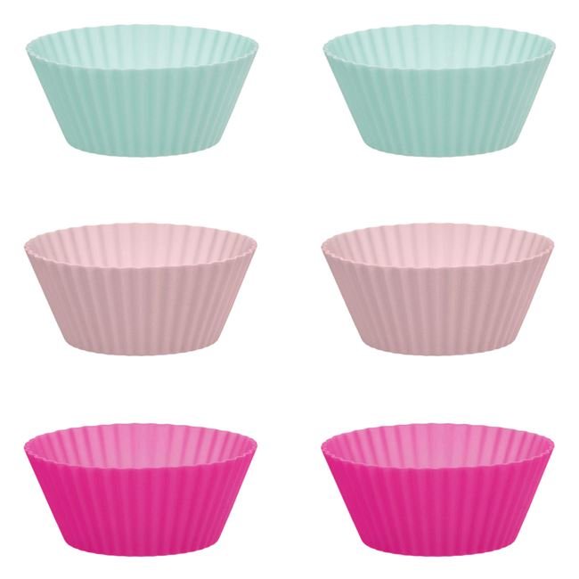 Forme din Silicon de 3 Culori Pastel pentru Briose Ø7x3cm - 6 buc
