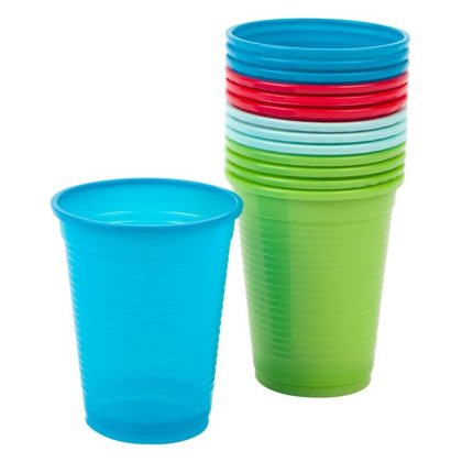 Set 100 de Pahare din Plastic de Diferite Culori 200ml