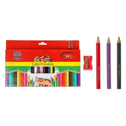 Set Creioane Colorate Mini & Ascutitoare - 24buc