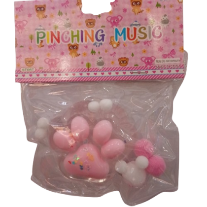 Jucarie squishy moale, cu textura de revenire lenta labuta de pisica mica, roz deschis transparent cu bilute