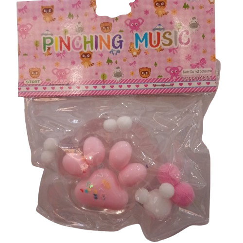 Jucarie squishy moale, cu textura de revenire lenta labuta de pisica mica, roz deschis transparent cu bilute