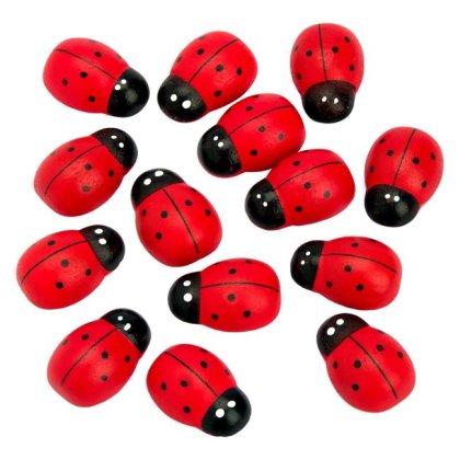 Decoratiuni Autocolante din Lemn Buburuze Rosii 2,5cm - 30buc