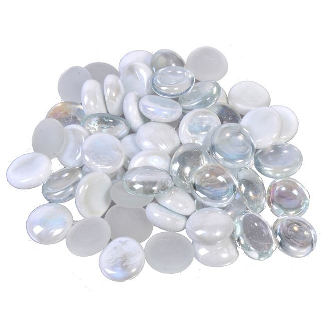 Pietre Decorative de Sticla Stralucitoare Albe Perlat Transparente 340g