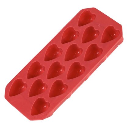 Forma Rosie cu Model Inimi pentru 14 Cuburi de Gheata 22x11x2.5cm